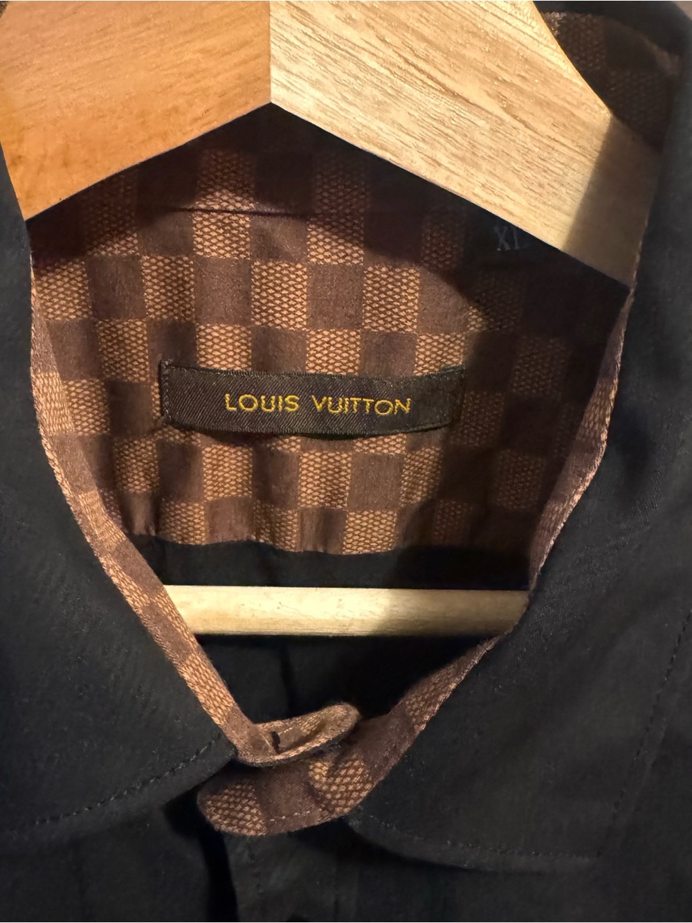 Louis Vuitton Black Dress Shirt with Subtle Brown LV Monogram - Picture 2 of 5